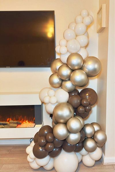 BeySüS Set of 60 Balloons |   Chocolate Brown - Gold Chrome - Cream |   Chain + Pump