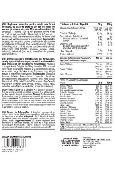 Pro Nutrition Zer activ, Banană cu cremă de cafea, 400g