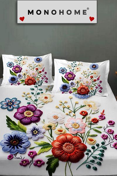 MonoHome 100% Cotton Fitted Sheet Special Design 5D Digital 60 Wire Plumber