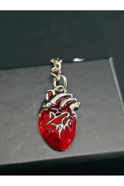 sarıyer silver Realistic Themed Steel Keychain with Heart Figure Suitable for Daily Use