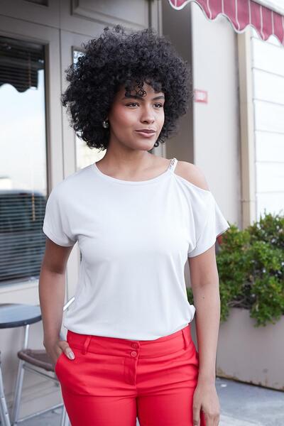 Jument Жіноча модна бавовняна блуза з широким коміром, відкритими плечима, де...