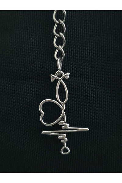 sarıyer silver Heart Beat Rhythm and Heart Model Love Lover Themed Infinity Style Stylish Steel Keychain