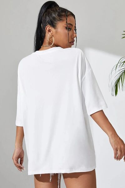 ELNOYA Stylish Design Men's Oversize Black T-Shirt Geometric Printed Minimalist Style