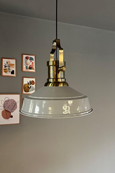 Bamyum Carmelo Gri Renk Asaletli Tekli Avize Silindir Eskitme Başlık Sarkıt Lamba Salon Aydınlatma