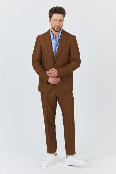 Frappoli Alfredo Men's Camel Spring-Summer Slim Fit 2'Li Suit