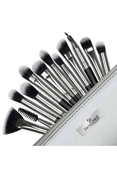 SensoPRO Milano Set de 12 pensule de machiaj SensoPRO Milano, Negru Argintiu ...