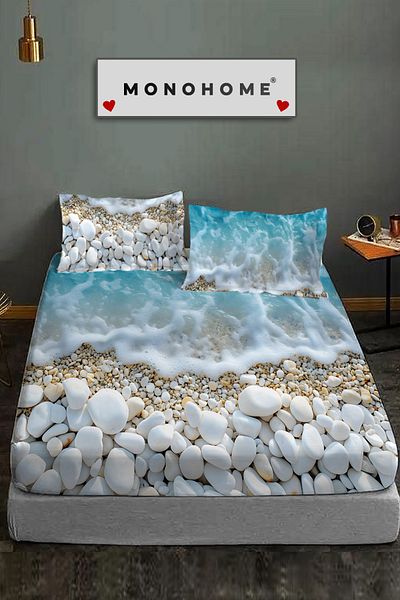 MonoHome 100% Cotton Fitted Sheet Special Design 5D Digital 60 Tell Sahil