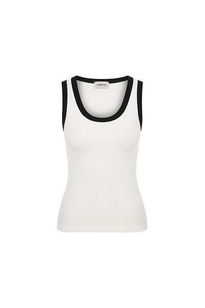 Mozto Nomia White Black Bias Tank Top Tank Top