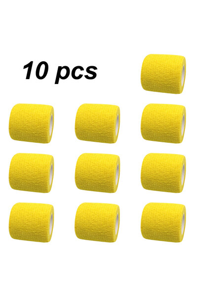 Choice شريط لف رياضي لاصق ذاتي، 10 لفات، مقاس 5 سم × 4.5 متر، أصفر، ضمادة مرن...