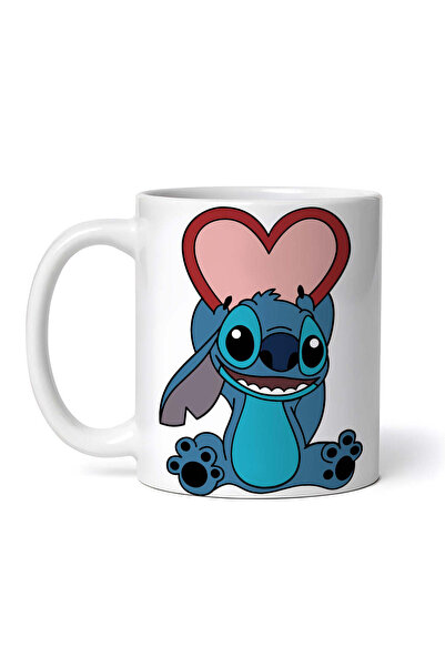 OEM Εξατομικευμένη λευκή κούπα, Lilo and Stitch in love, INOVATIX®. 330ml