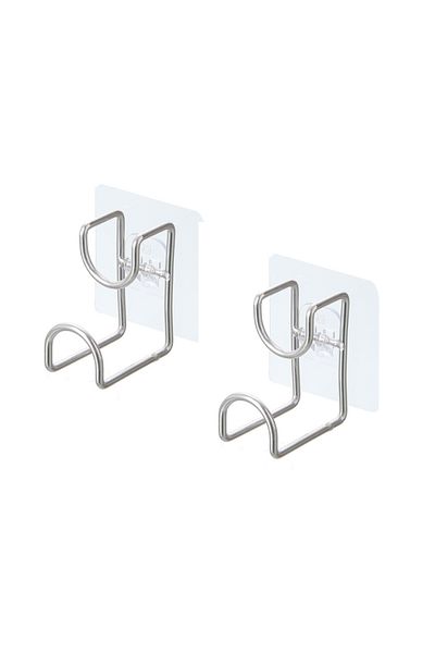Viyogo Set 2 suporturi autoadezive pentru agatare articole baie, inox, 7 x 6 x 3.5 cm, argintiu