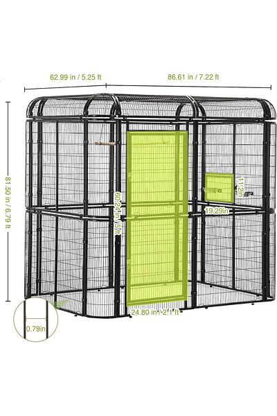Egardenkart Aviary Large Walk-in Bird Cage - Durable Pet House Birdcage (Black)