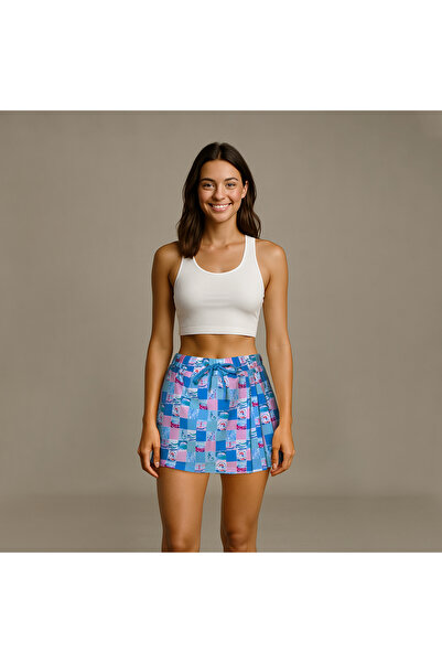 ANEMOSS Harmoni Kadın Şort Etek – Lastikli Bel, Bağcıklı Ve Esnek Kumaşlı Yazlık Skort