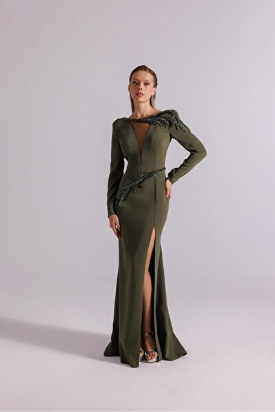 Kenzel BÜYÜK BEDEN AKSESUAR APLİKLİ BALIK ABİYE ELBİSE