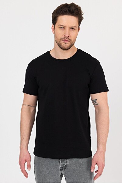 yakamor Unisex Ribana Compact bumbac moale Gâtul cu gâtul în formă de O tricou