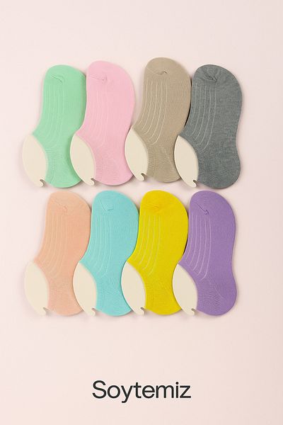 SOYTEMİZ Summer Women's Colorful Invisible Socks 8 Pairs