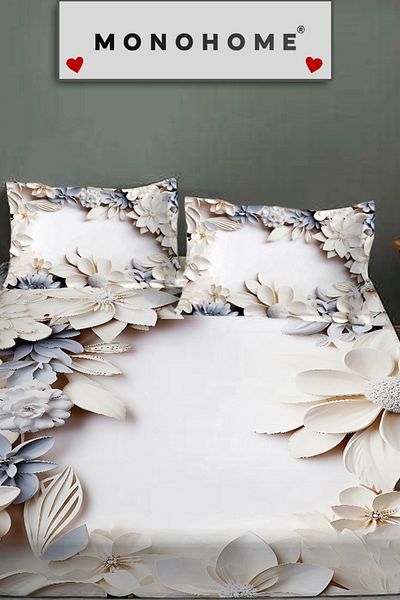 MonoHome 100% Cotton Fitted Sheet Special Design 5D Digital 60 Wire Orchid