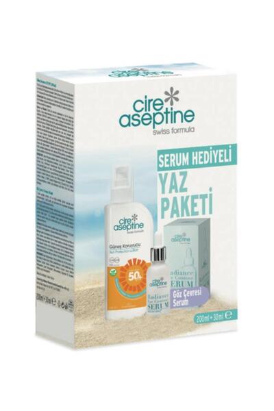 CIRE ASEPTINE Güneş Koruyucu 50 SPF 200 ml + Göz Çevresi Serum Serum 30 ml Kutu
