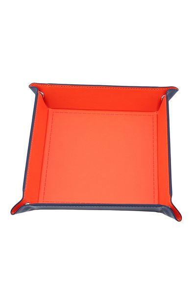 Choice orange Creative Folding Tray PU Leather Valet Trinket Collapsible Phone Key Wallet Coin Desktop Stor