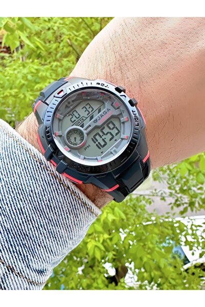 Ferrucci JAGA KRONOMETRELİ KIRMIZI DETAYLI SİYAH SİLİKON KORDONLU ERKEK KOL S...