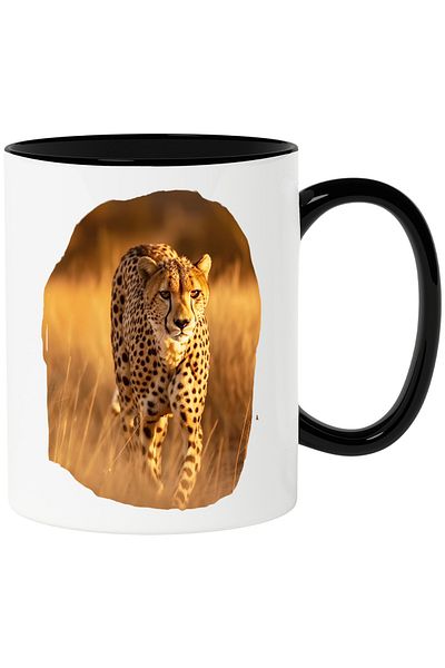 StoryGift Romania Cheetah Portrait Mug, Cheetah Bull, Fierce, Nature, Jungle, Lovers, With
