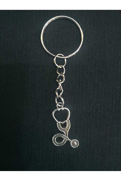 sarıyer silver Stethoscope Model Doctor Nurse Health Themed Steel Keychain
