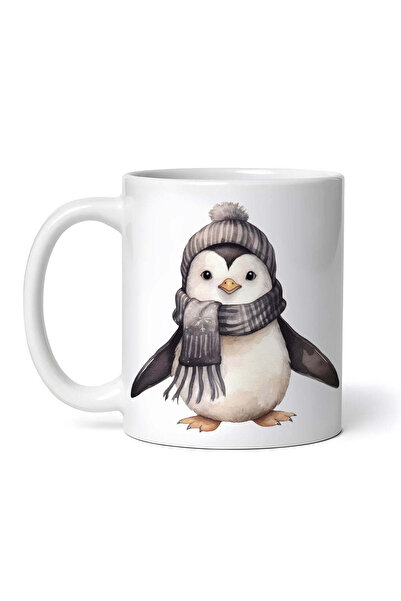 OEM Cană albă personalizată, Pinguin cu eșarfă, INOVATIX®. 330ml