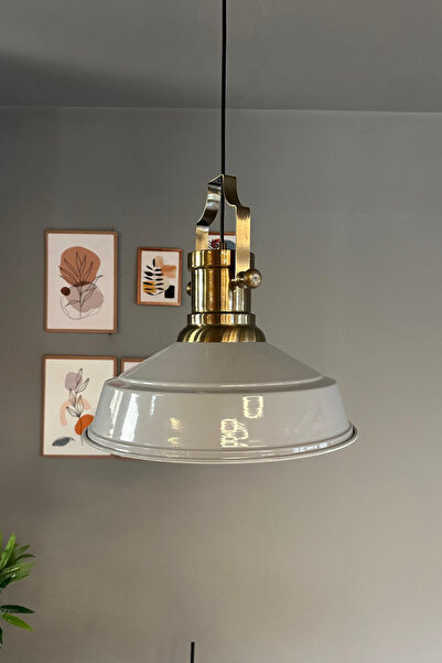 Bamyum Carmelo Gri Renk Asaletli Tekli Avize Silindir Eskitme Başlık Sarkıt Lamba Salon Aydınlatma