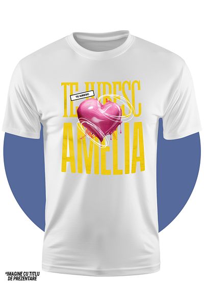 StoryGift Romania Tricou Copii Fete Te Iubesc Amelia, Dragoste, Inima, Iubire, Sfantul Valentin, Dragob,stg
