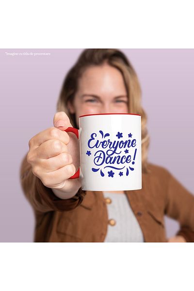 StoryGift Romania The mug with stars and the message in English urging everyone to dance with Man, Cu, STG