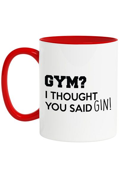 StoryGift Romania Mug for alcohol drinkers with the message "Gym? I thought you said gin!" with , With ,STG