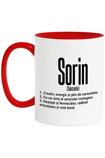 StoryGift Romania Mug With Name Sorin, With Motivational Message, Creative, Energetic, Curious, Smart, , With ,STG.