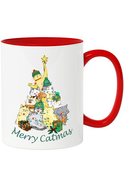 StoryGift Romania Mug with many cats with the message "Merry Catmas", Cat Christmas, party, , With ,STG
