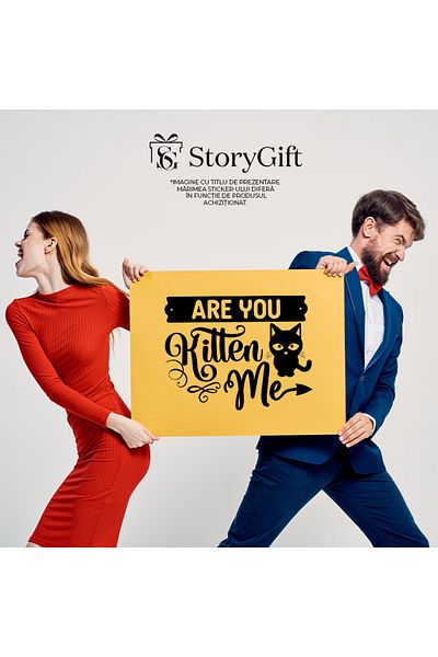StoryGift Romania Sticker Eticheta 40CM Exterior cu mesajul in engleza "Are you kitten me?" - glumesti cu mine?
