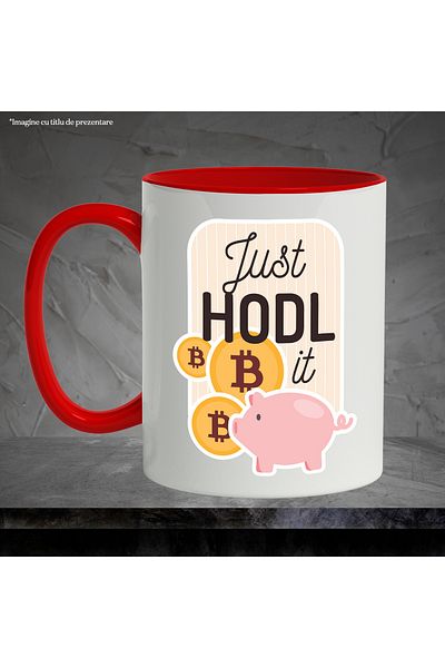 StoryGift Romania Mug With Message In English Just Hold It, Piggy Bank, Bitcoin, Crypto, Savings, Mul, Cu, STG