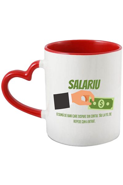 StoryGift Romania Salary Mug a sum of money that quickly disappears banknote, 330ml, Ceramic with Man, With, STG