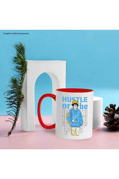 StoryGift Romania Mug With English Message Hustle or Be Broke, Hoodie, Fes, Multicolor 330 ml, Ce, Cu, STG