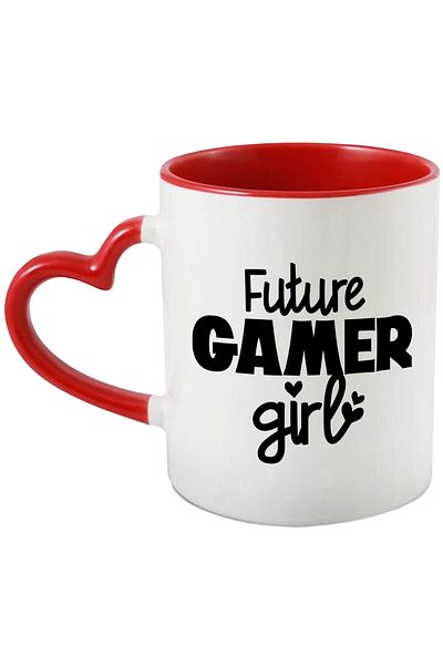 StoryGift Romania Heart mug for a future gamer/gamer girl with Red Heart Handle, With,STG.