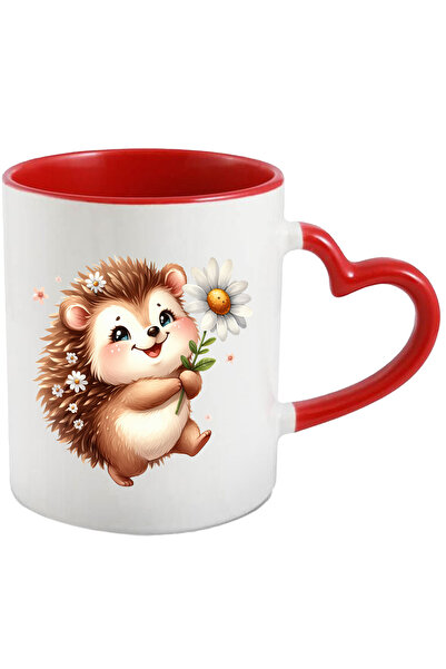 StoryGift Romania Cana cu un arici fericit care tine o floare alba | ilustrat...