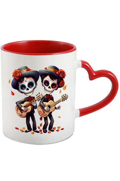 StoryGift Romania Mug with 2 people playing guitar | illustration | horror makeup | hats |, With ,STG.