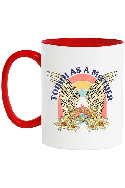 StoryGift Romania Mug with angel wings with the message "Tough as a mother", tough, mother, flowers, illustrious, With,STG