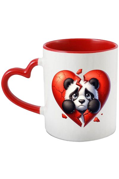 StoryGift Romania Mug with a sad Panda bear, illustration, broken heart, disappointment, breakup,, With ,STG