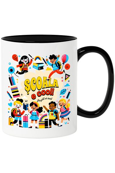 StoryGift Romania School Mug is Cool. Ready to Learn Education, 330ml, Ceramic with Black Handle, With Ma,STG