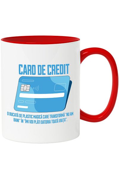 StoryGift Romania Credit card mug, bank, bank installments, money, debts, 330ml, Ceramic with Hands, With, STG