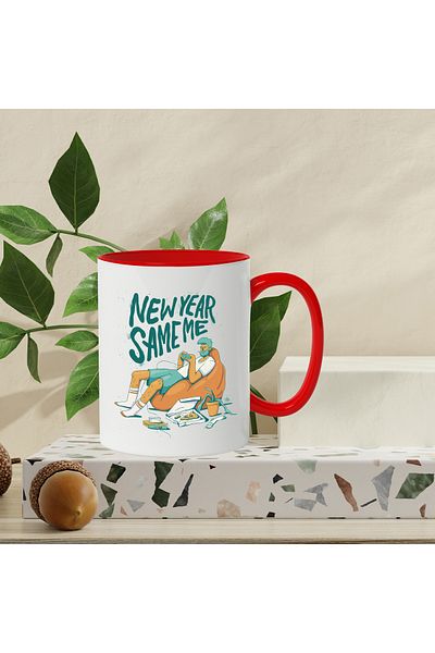 StoryGift Romania Mug With New Year Same Me, Pizza, Controller, Man, Multicolor 330 ml, Ceramic, With ,STG.