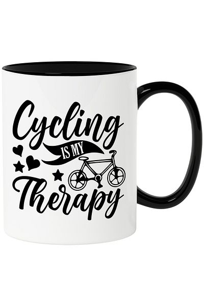StoryGift Romania Mug for those who ride bicycles and the text "Cycling is my therapy" c, Cu,STG