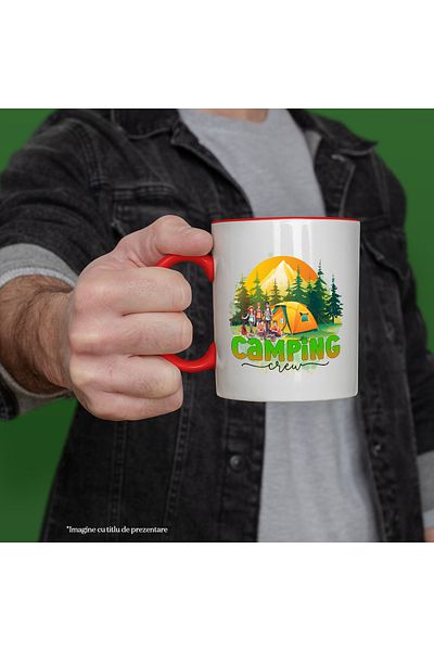 StoryGift Romania Mug with the message "Camping crew", travel, illustration, nature, team, tent, pad, With ,STG