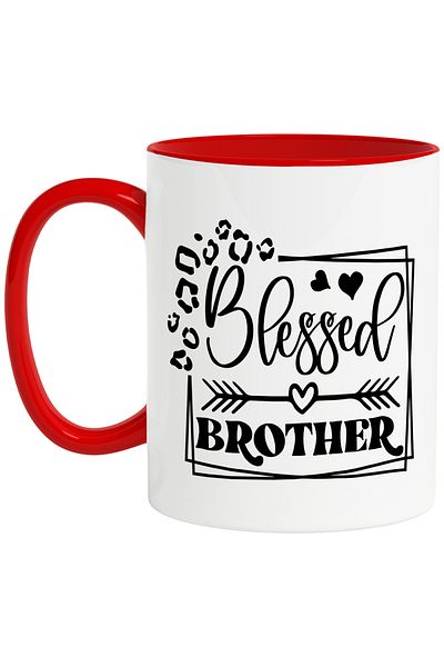 StoryGift Romania Mug with hearts and the text in English "Blessed brother" - blessed brother, with, STG