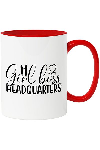 StoryGift Romania Mug with the text in English "Girl boss headquarters" - the headquarters of the girl boss with Ma, Cu, STG
