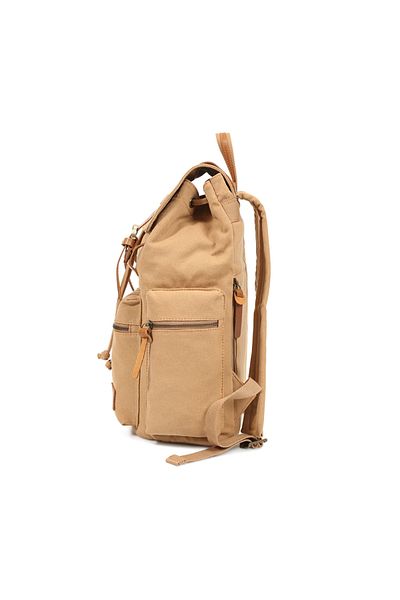 JOLAR. Canvas backpack, for travel, hiking, laptop compartment, anti-theft pocket, JOLAR. Mustard